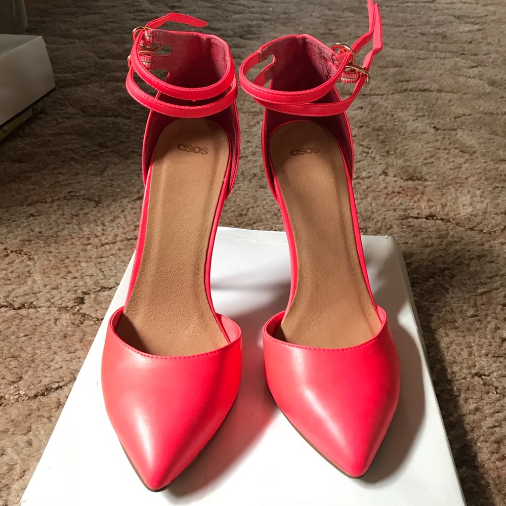 Neon Pink Heels with Double Ankle Strap